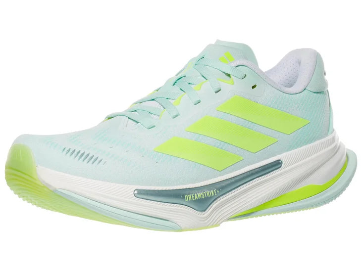 Women's Adidas Supernova Prima. Light Blue upper. White midsole. Lateral view.