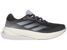 Women's Adidas Supernova Solution in Core Black/Halo Silver/Gash Grey, medial view.