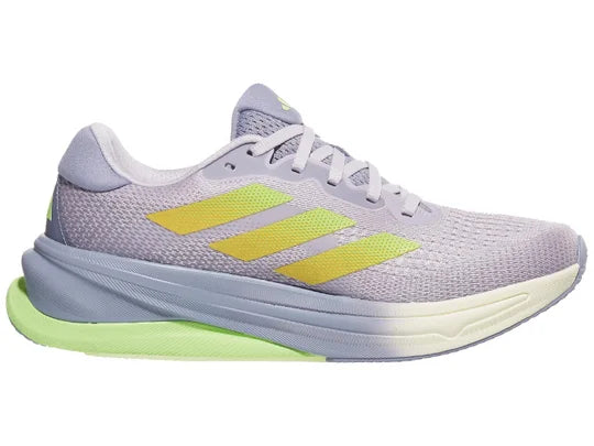 Women's Adidas Supernova Solution. Light Blue upper. Light Blue midsole. Medial view.