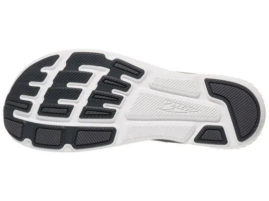 Women's Altra Escalante 4. Black upper. White midsole. Bottom view.