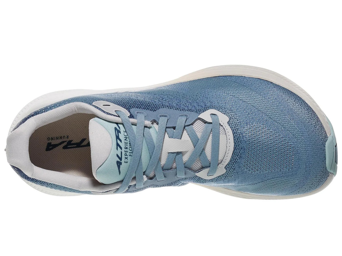Women's Altra Experience Flow 3. Blue upper. White midsole. Top view.
