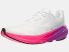Women's Altra Experience Flow 3. White upper. Pink and purple midsole. Lateral view.