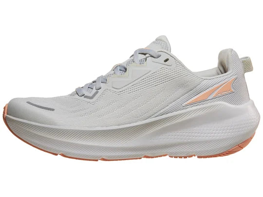 Women's Altra FWD Via. Light Gray upper. Light Gray midsole. Lateral view.
