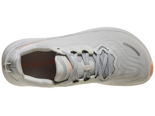 Women's Altra FWD Via. Light Gray upper. Light Gray midsole. Top view.