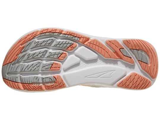 Women's Altra FWD Via. Light Gray upper. Light Gray midsole. Bottom view.