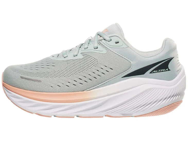 Women's Altra Via Olympus 2. Grey upper. White midsole. Lateral view.