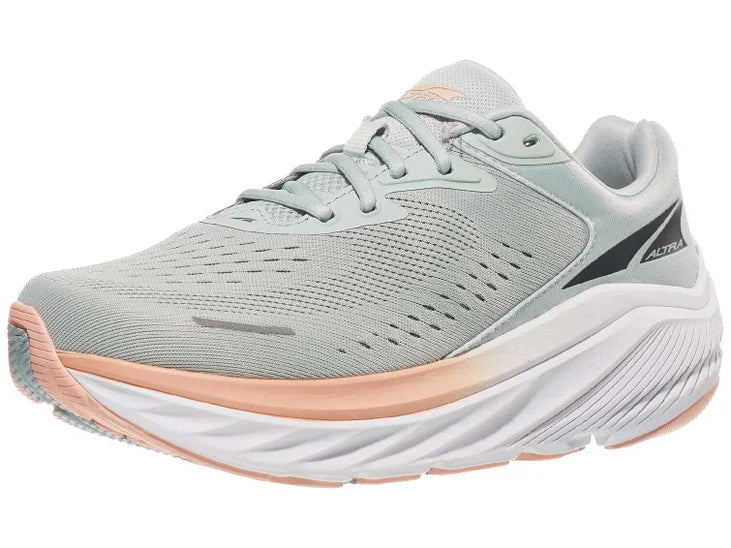 Women's Altra Via Olympus 2. Grey upper. White midsole. Lateral view.