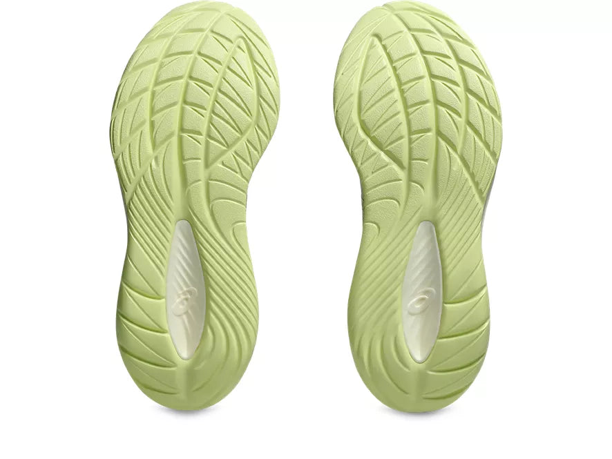 Women's Asics Gel-Cumulus 27. Light Grey upper. Off White midsole. Bottom view.