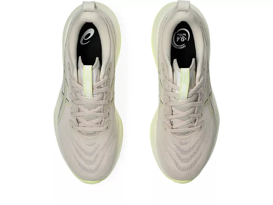 Women's Asics Gel-Cumulus 27. Light Grey upper. Off White midsole. Top view.