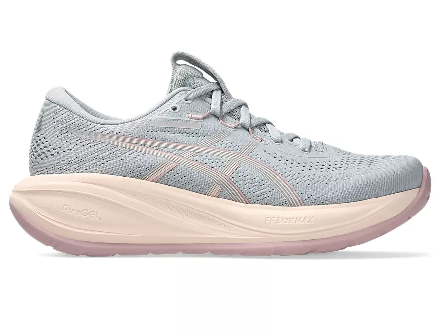 Women's Asics GEL-Cumulus 28 Piedmont Grey/Pearl Pink lateral view