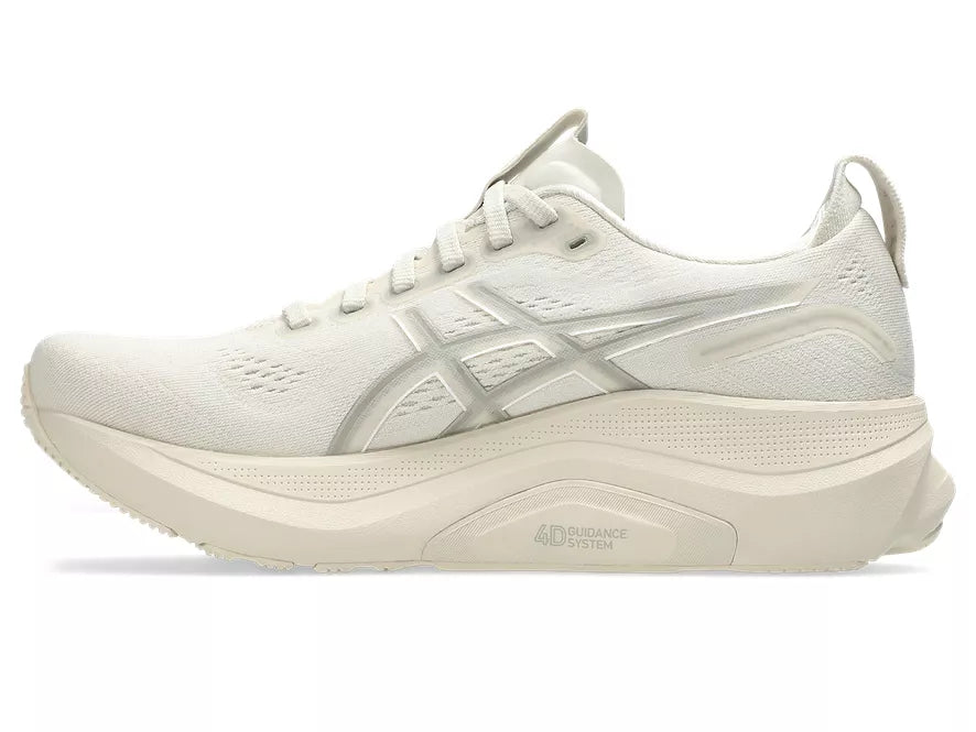 Women's Asics Gel Kayano 32. Beige upper. Beige midsole. Medial view.