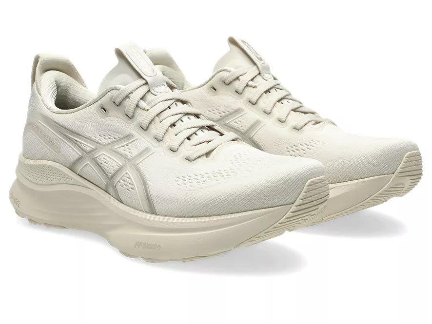 Women's Asics Gel Kayano 32. Beige upper. Beige midsole. Lateral view.