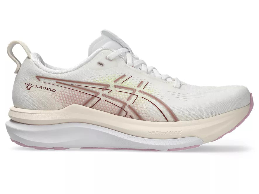 Women's Asics GEL-Kayano 33 White/Hazy Lilac lateral view