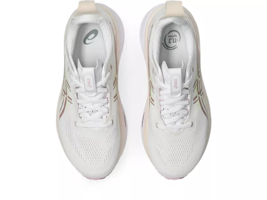 Women's Asics GEL-Kayano 33 White/Hazy Lilac top view