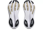 Women's Asics Gel-Nimbus 2. Black upper. White midsole. Bottom view.
