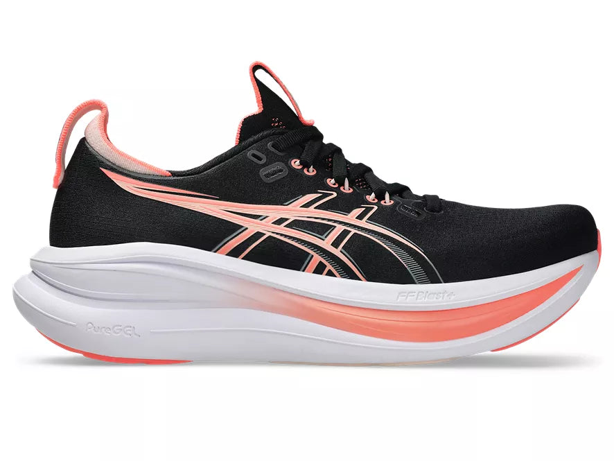 Women's Asics Gel-Nimbus 28 Black/Pearl Pink lateral view