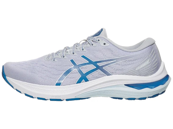 Women's Asics GT-2000 11. Light Grey upper. White midsole. Lateral view.