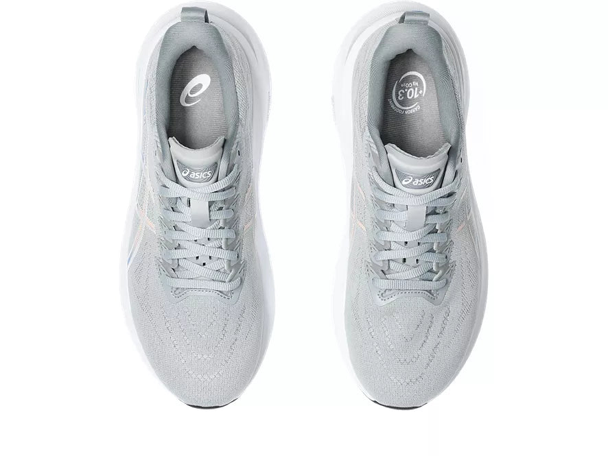 Women's Asics GT-2000 13. Light Grey upper. White midsole. Top view.