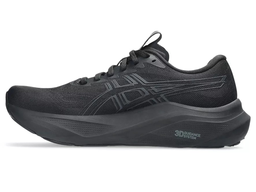 Women's Asics GT 2000 14. Black upper. Black midsole. Medial view.