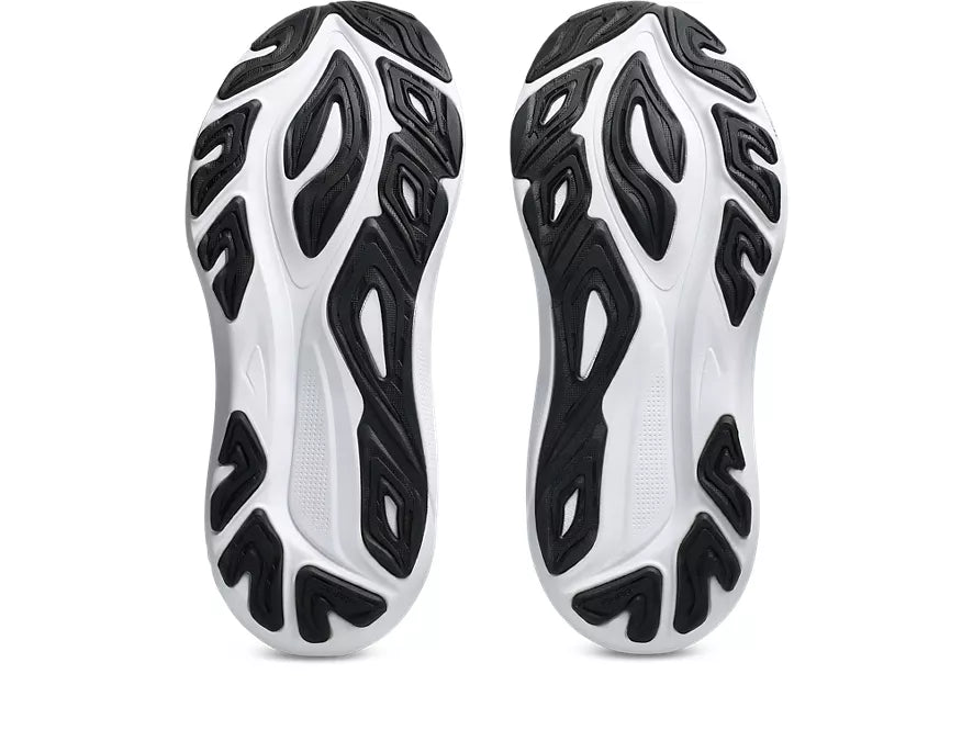 Women's Asics GT-2000 14. Black upper. White midsole. Bottom view.