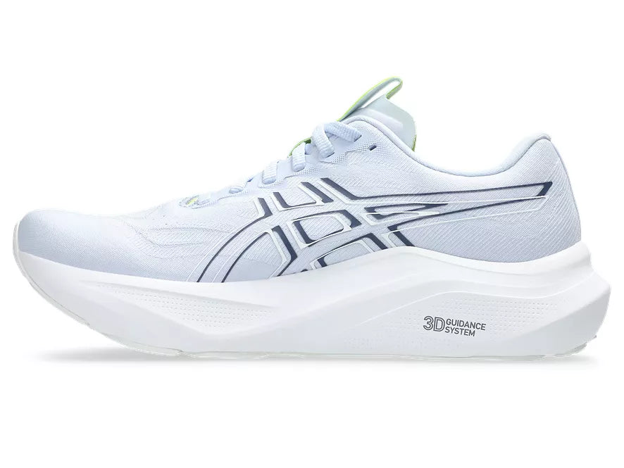 Women's Asics GT 2000 14. Light Blue upper. Light Blue/White midsole. Medial view.