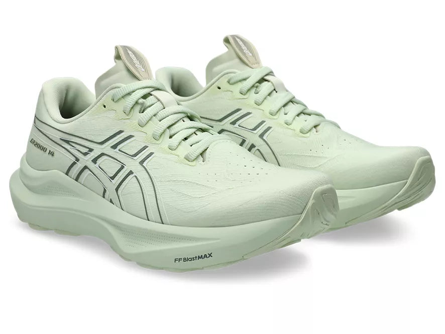 Women's Asics GT-2000 14. Light Green upper. Light Green midsole. Lateral view.