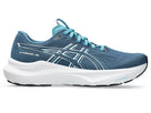 Women's Asics GT 2000 14. Dark Teal upper. White midsole. Lateral view.