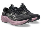 Women's Asics GT-2000 15. Black upper. Purple midsole. Lateral view.