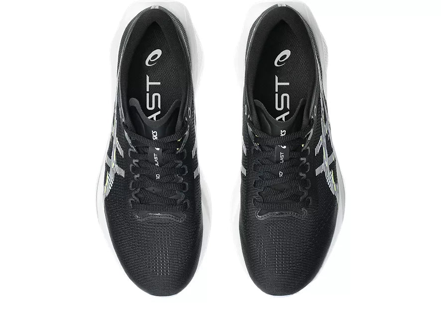 Women's Asics Sonicblast. Black upper. White midsole. Top view.