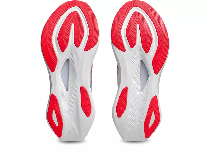 Women's Asics Sonicblast. Off White upper. White midsole. Bottom view.