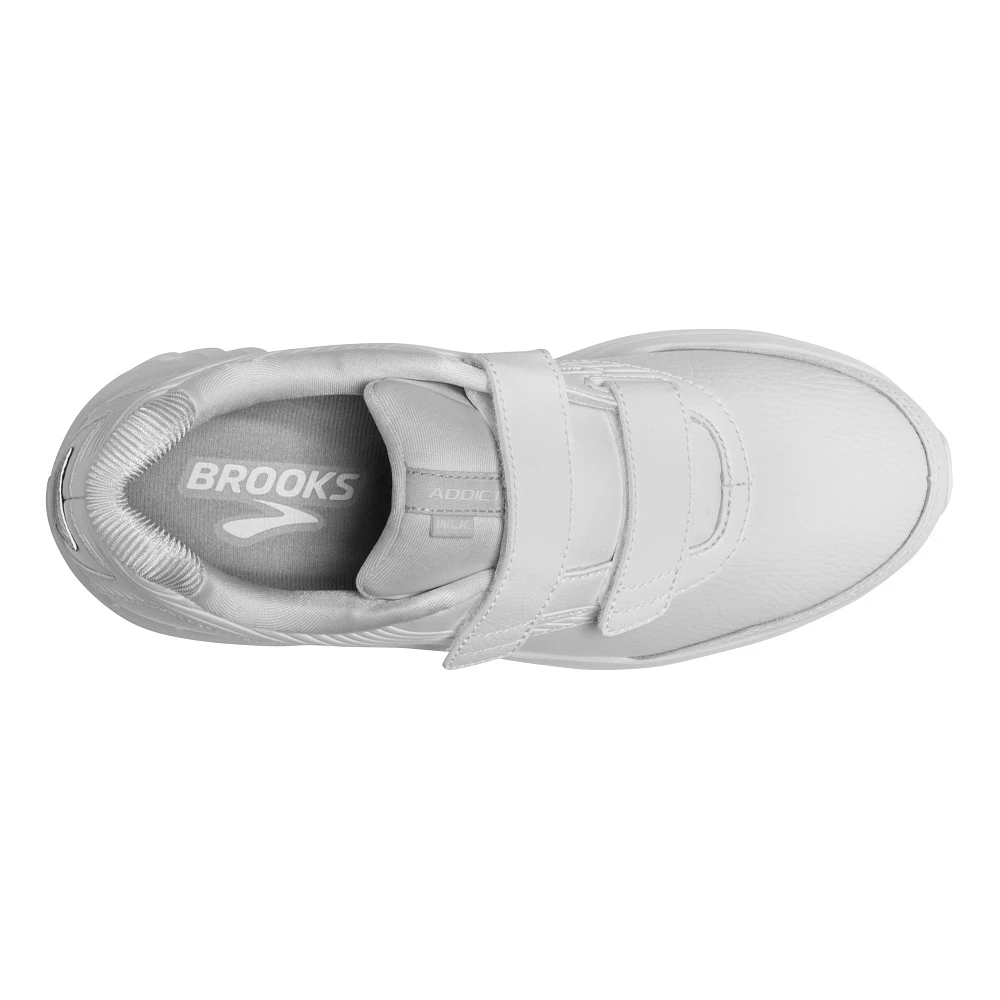 Women's Brooks Addiction Walker 2 V-Strap. White upper. White midsole. Top view.