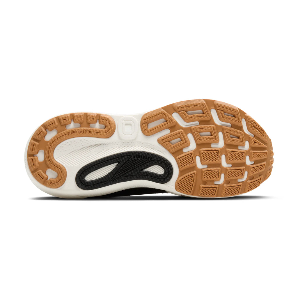 Women's Brooks Adrenaline GTS 24. Black and white upper. White midsole. Bottom view.