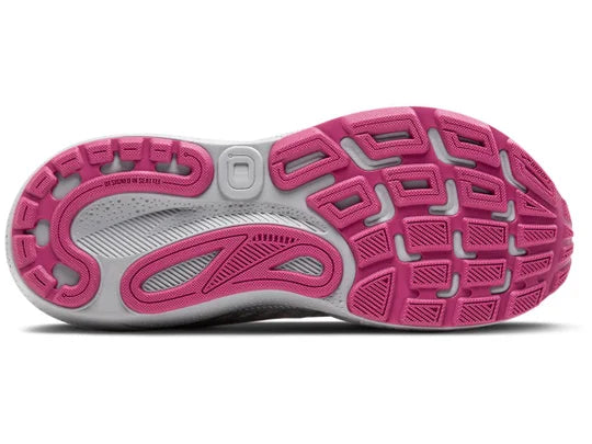 Women's Brooks Adrenaline GTS 24. Grey upper. Grey midsole. Bottom view.