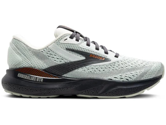 Women's Brooks Adrenaline GTS 24. Grey upper. Black midsole. Lateral view.