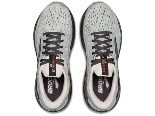Women's Brooks Adrenaline GTS 24. Grey upper. Black midsole. Top view.