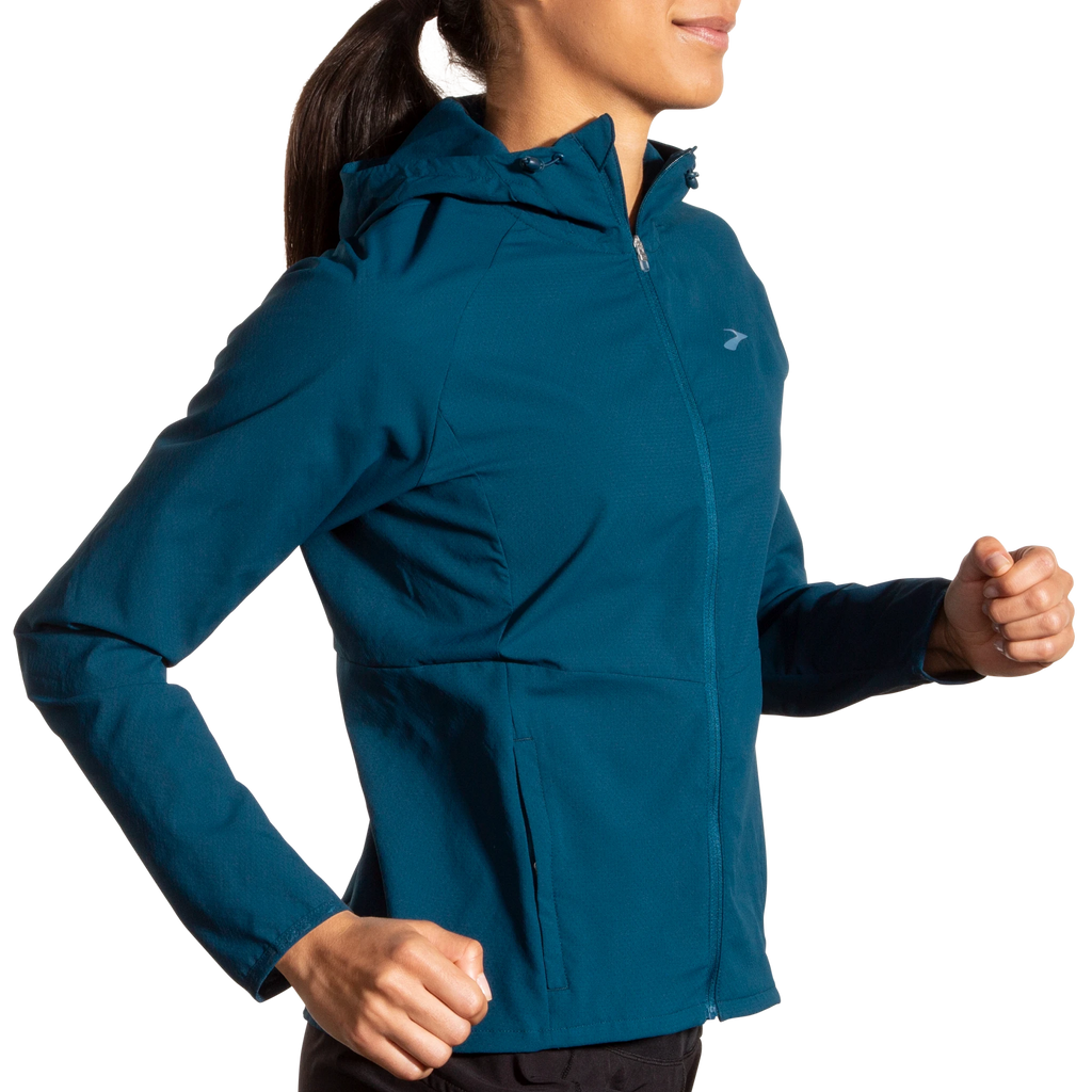 Women's Brooks Canopy Jacket. Blue. Lateral view.