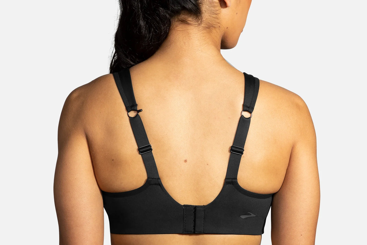 Women's Brooks Convertible Sports Bra in Black, back view