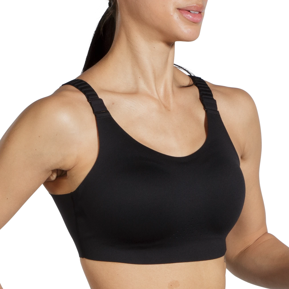Women's Brooks Dare Scoopback 2.0. Black. Front/Lateral view.
