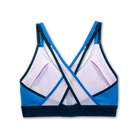 Women's Brooks Drive Plunge Run Bra 2.0. Blue. Rear view.