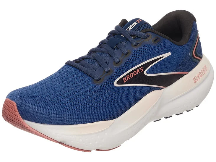 Women's Brooks Glycerin 21. Blue upper. White midsole. Lateral view.