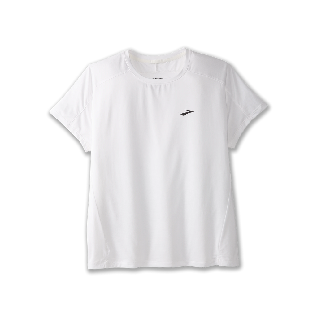 Women's Brooks Sprint Free Short Sleeve 2.0. White. Front view.