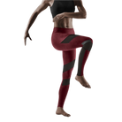 Women's CEP Training Tights. Red. Lateral view.