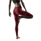Women's CEP Training Tights. Red. Rear/Lateral view.