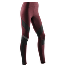Women's CEP Training Tights. Red. Front/Lateral view.