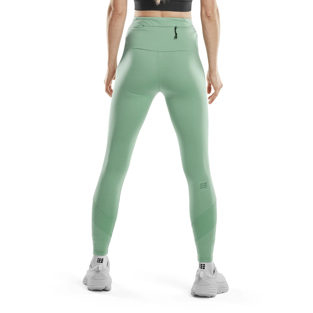 Women's CEP Cold Weather Tights. Green. Rear view.