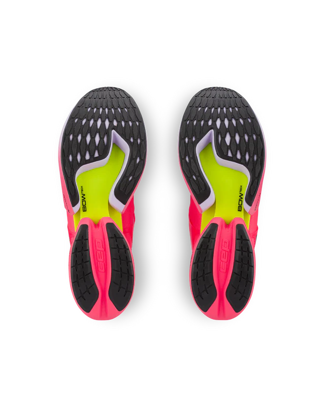 Women's CEP Pro Run Omnispeed. Pink/Purple upper. Pink/Purple midsole. Bottom view.