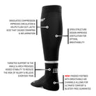 Women's CEP The Run 4.0 Compression Socks. Black. Tech Sheet.