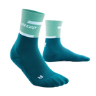 Women's CEP The Run 4.0 Compression Mid Socks. Blue/Green. Lateral view.