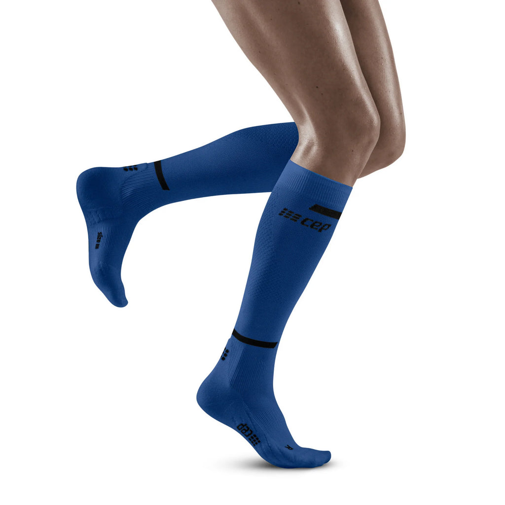 Women's CEP The Run 4.0 Compression Socks. Blue. Lateral view.