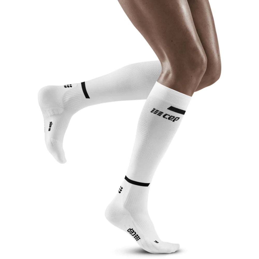 Women's CEP The Run 4.0 Compression Socks. White. Lateral view.